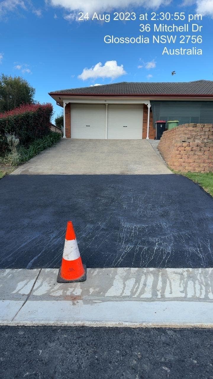 Newly laid asphalt driveway
